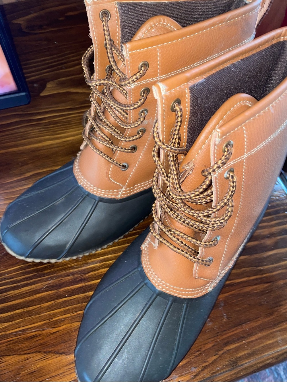Two-Tone Waterproof Duck Boots - Brown and Black